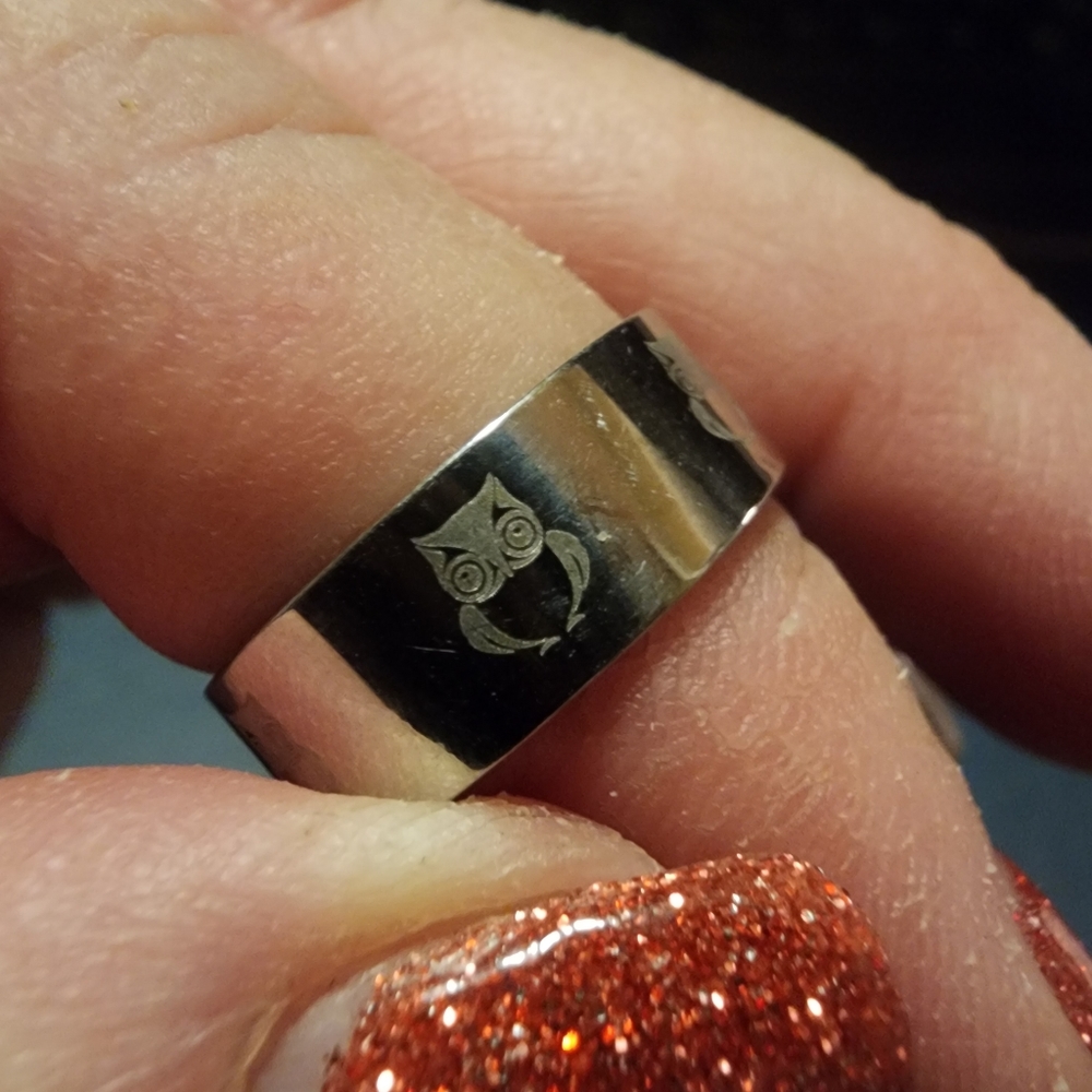 FASHION RINGS OWL PATTERN STAINLESS STEEL RINGS  NWT UNISEX - Picture 3 of 6